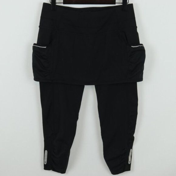Athleta Acceleration Women's Small Black 2 in 1 Skirted Athletic Capri Leggings - Picture 1 of 10